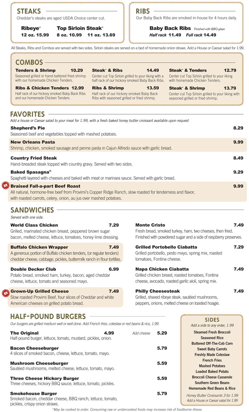 cheddars menu prices